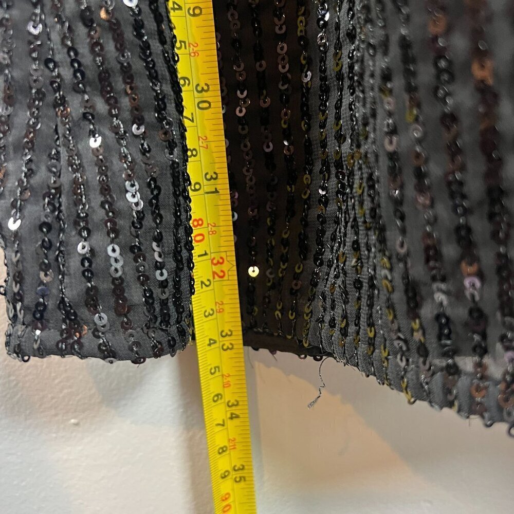 Michael Michael Kors Black Sequin V-Neck Long Sleeve Mini Dress Shimmer Party PS - Picture 9 of 10